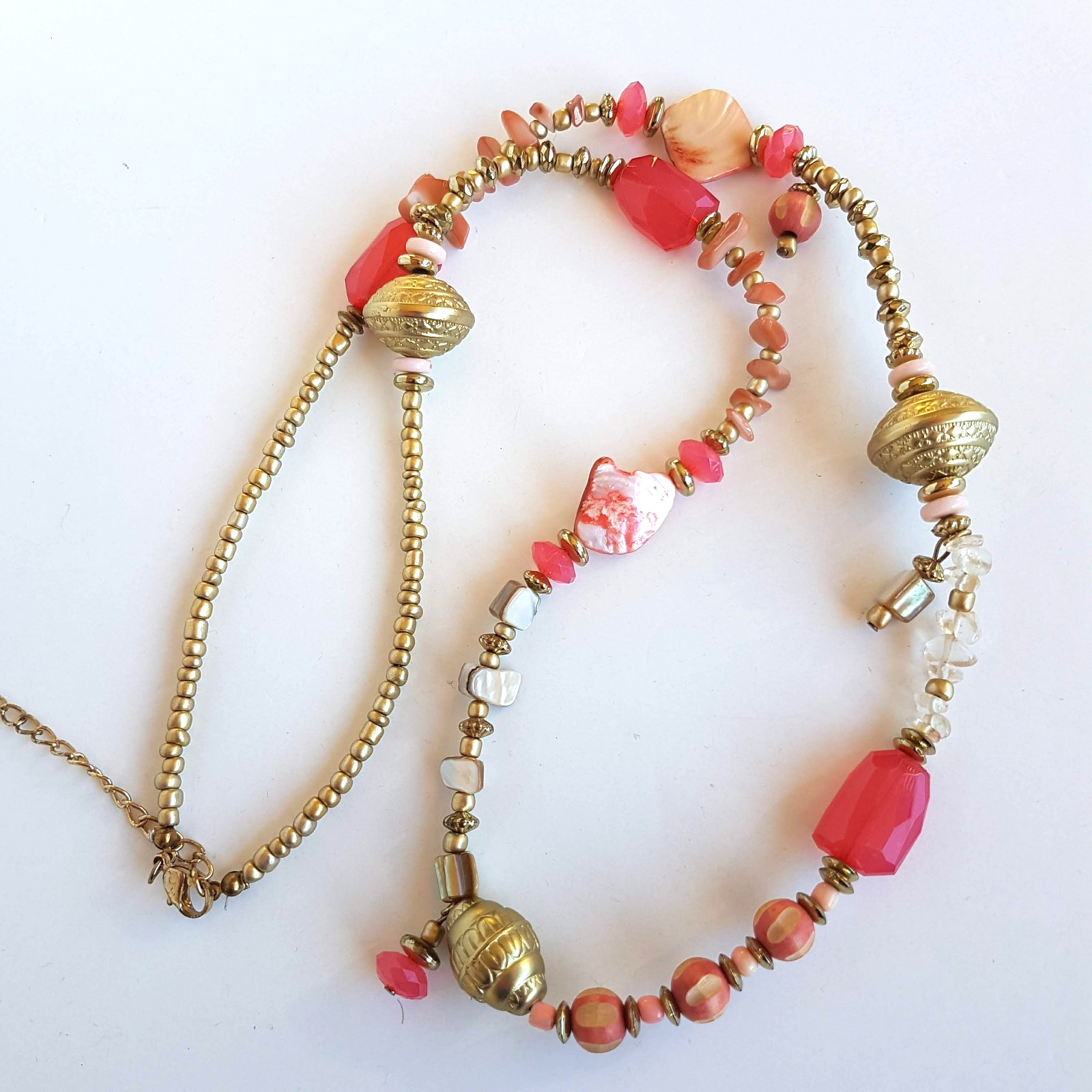 W Lane STRAND NECKLACE 82cm Peach Pink Beach Coastal Boho Fashion Jewellery6