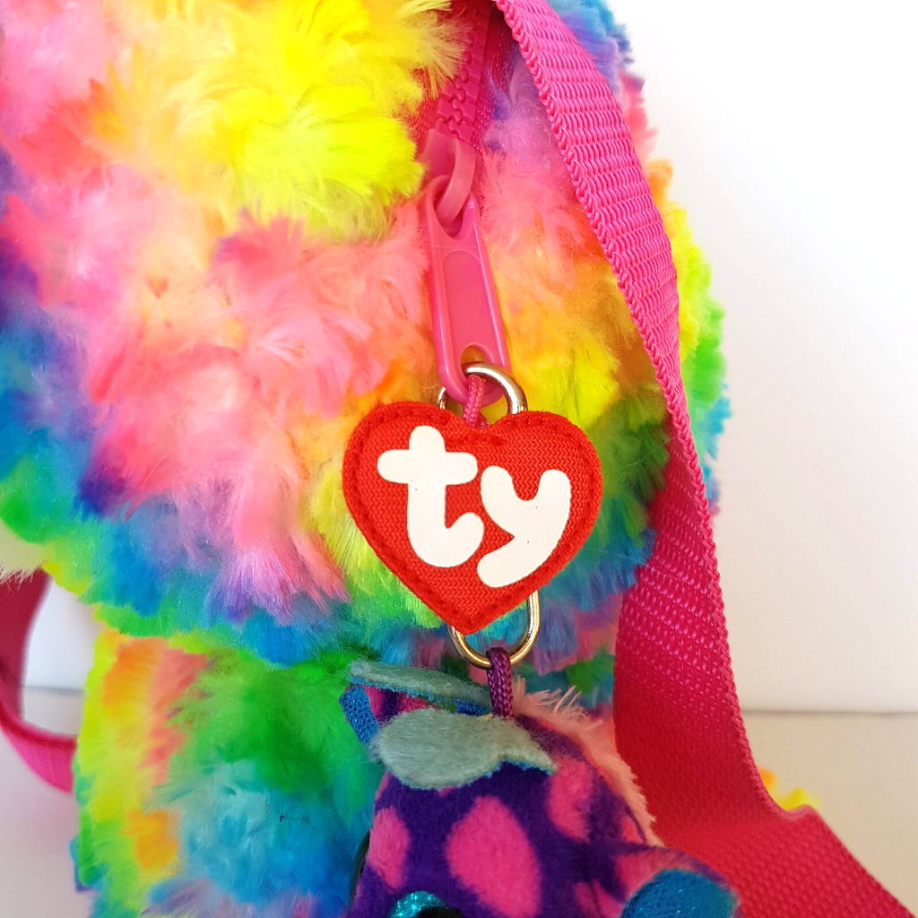 TY OWEN THE OWL Kids Backpack Plush + Charm Stuffed Animal Soft Toy Bag Rainbow5