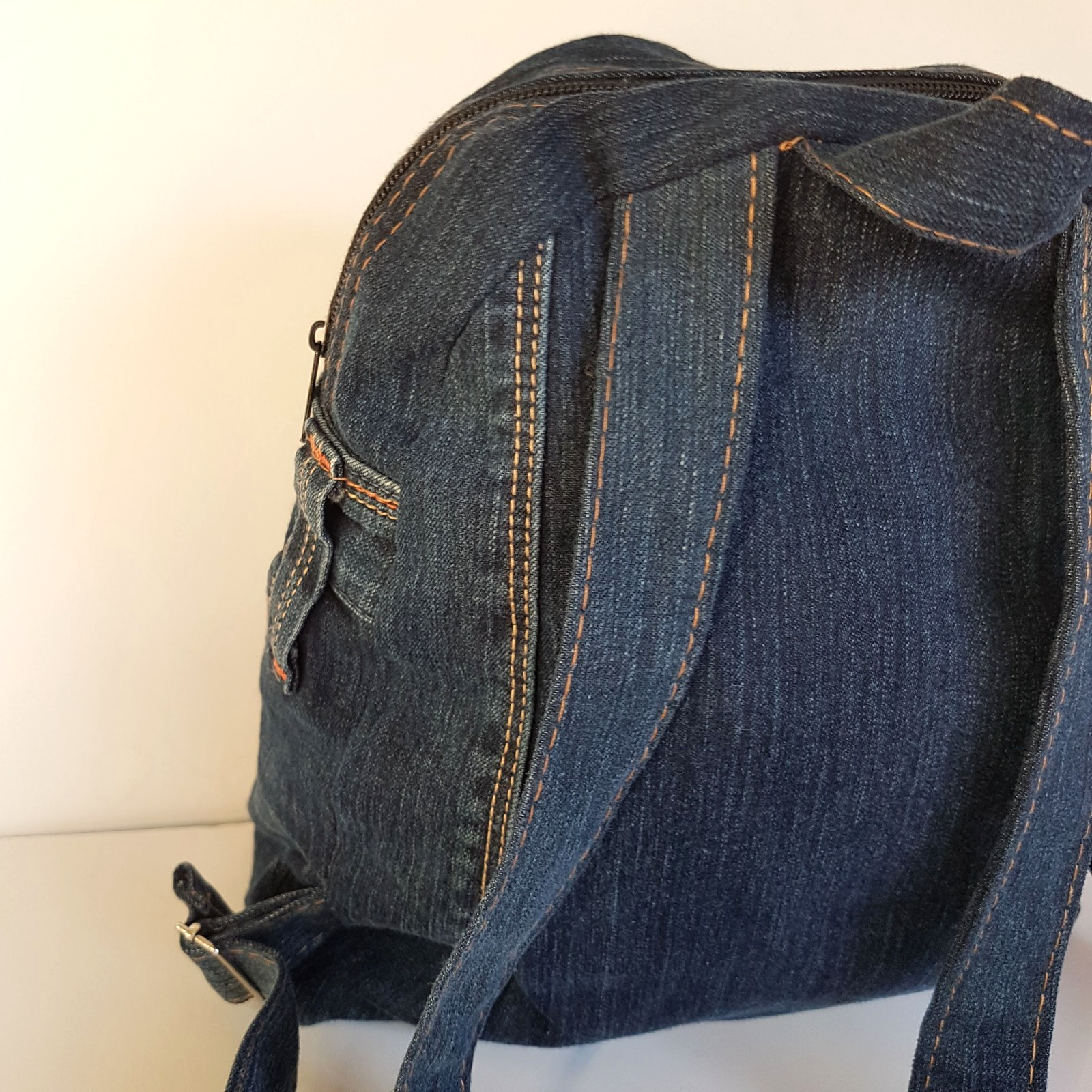 Handmade DENIM JEANS BACKPACK Bag Upcycled Rhinestone Embellished Vienus Jeans9
