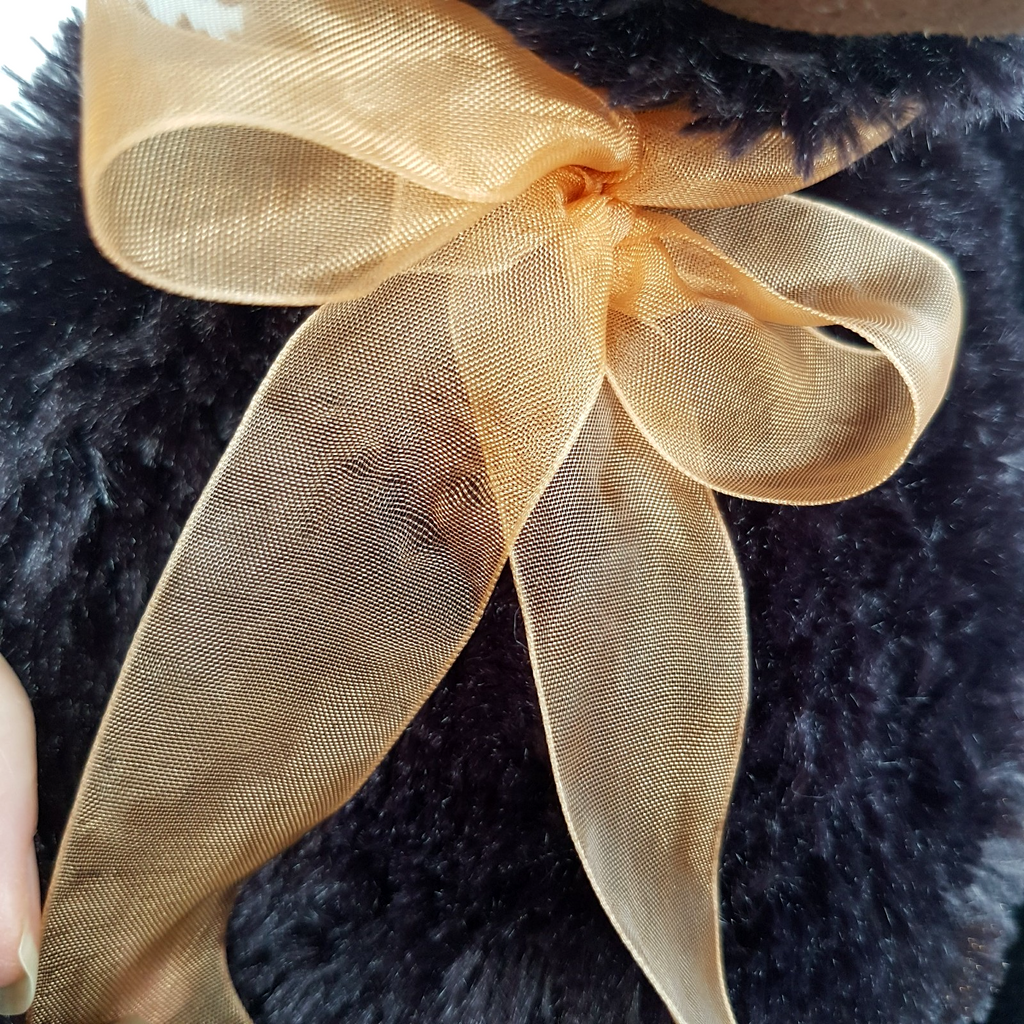 Gund MATISSE Teddy Bear Plush 36cm Stuffed Animal Soft Toy Floppy Dark Brown Bow3
