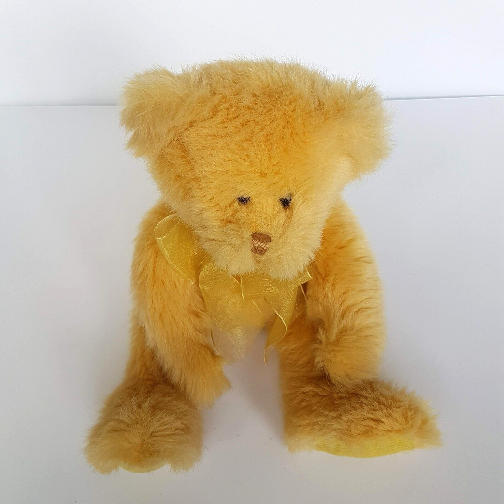 Teddy & Friends YELLOW TEDDY BEAR 29cm Soft Toy Stuffed Animal Plush Beans Bow11