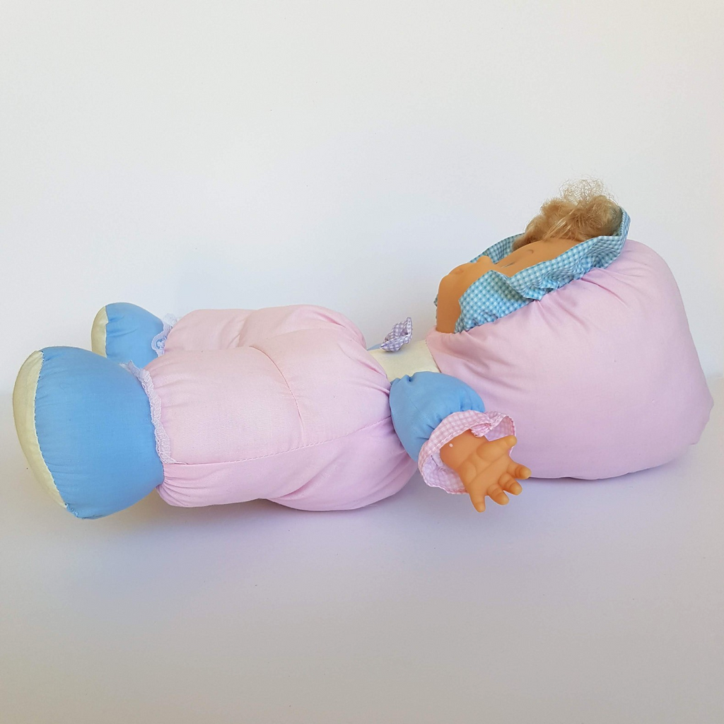 Vintage H.K City PUFF DOLL Baby Doll Puffy Body Bonnet Pink Blue Collectible Toy8