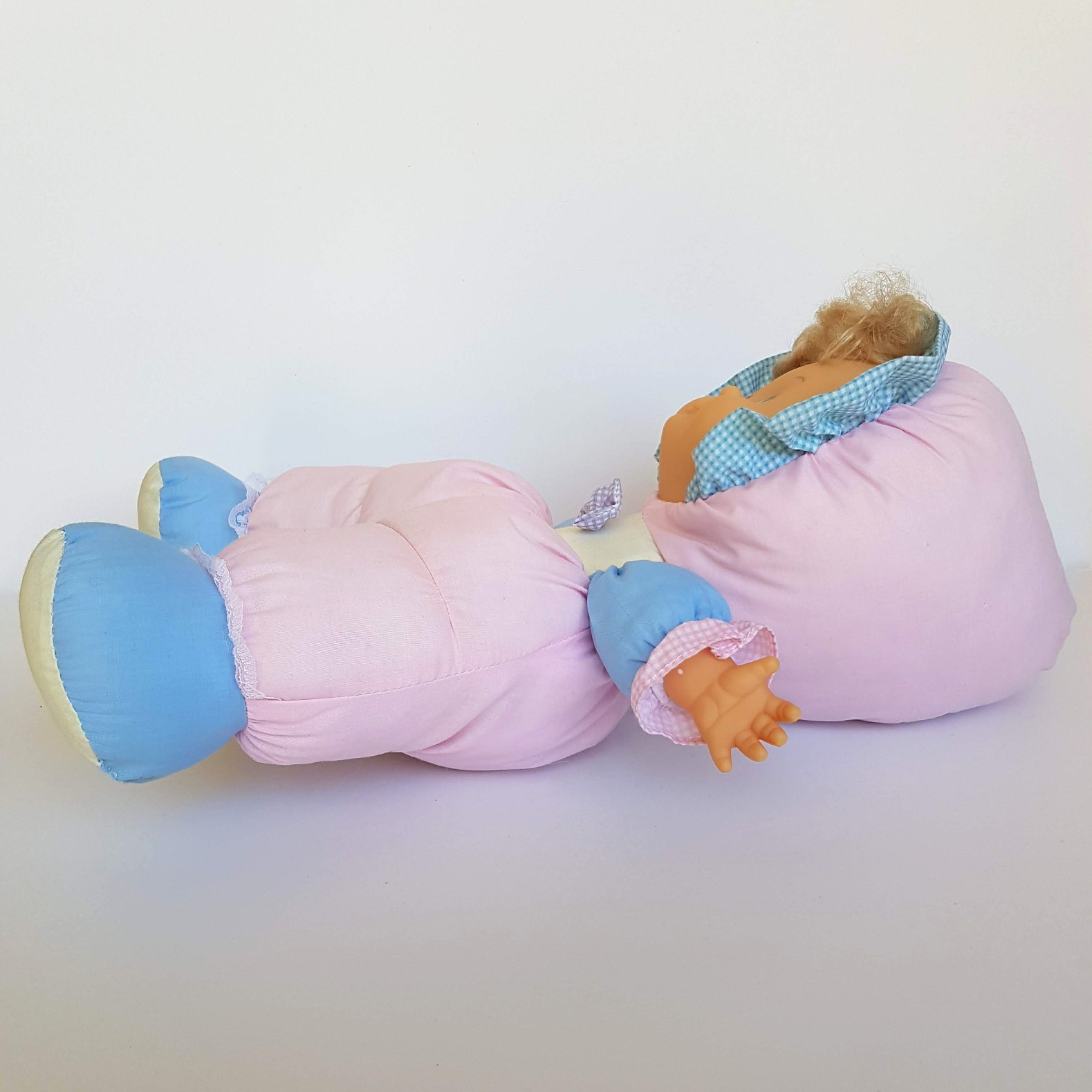 Vintage H.K City PUFF DOLL Baby Doll Puffy Body Bonnet Pink Blue Collectible Toy8