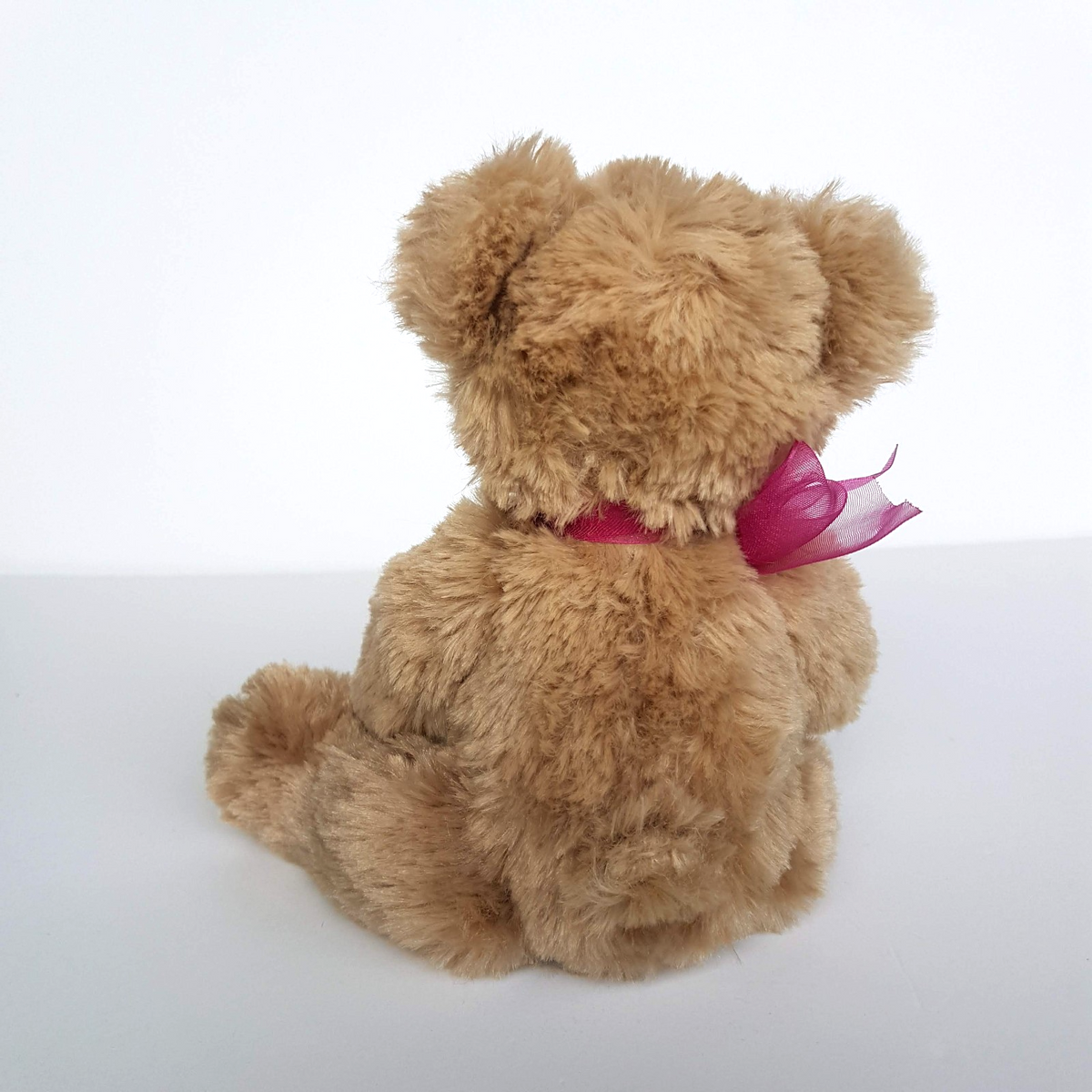 Russ BEIGE TEDDY BEAR Plush Floppy 22cm Beanbag Stuffed Animal Soft Toy Pink Bow4