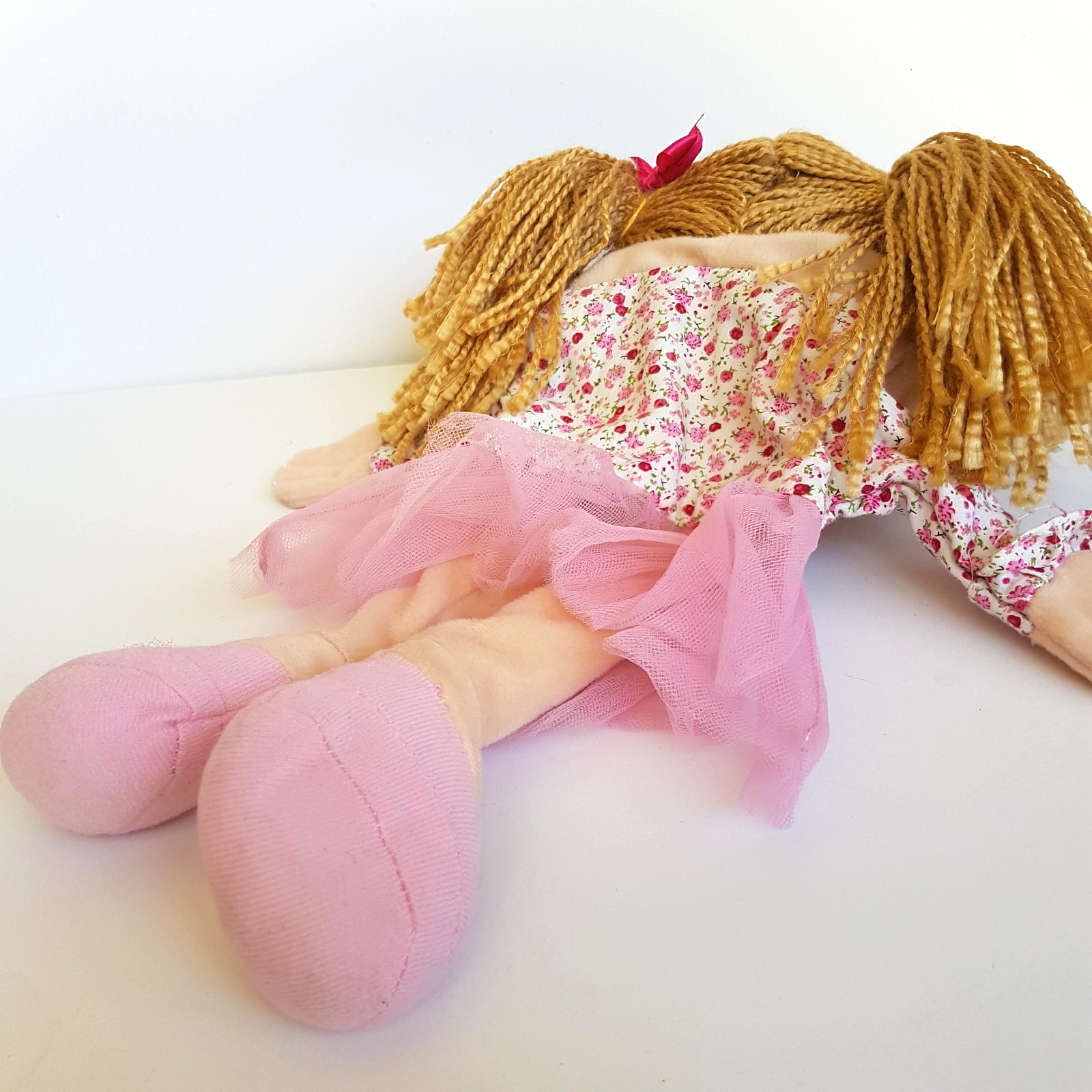 Kmart HAND PUPPET Girl Pink Tutu Floral Stuffed Kids Pretend Play Soft Toy10