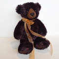 Gund MATISSE Teddy Bear Plush 36cm Stuffed Animal Soft Toy Floppy Dark Brown Bow0