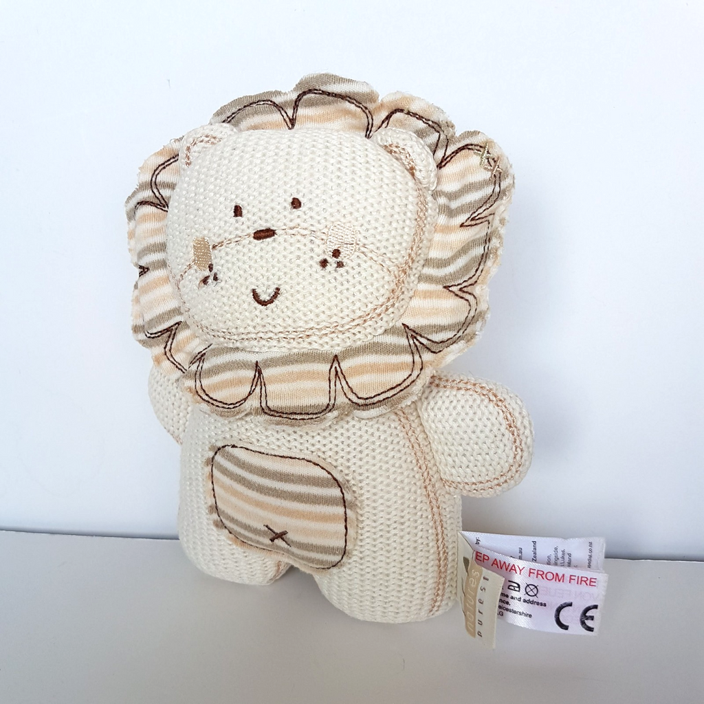 Nature's Purest LION LOVEY RATTLE Plush Knit Security Comforter Blanket Soft Toy0