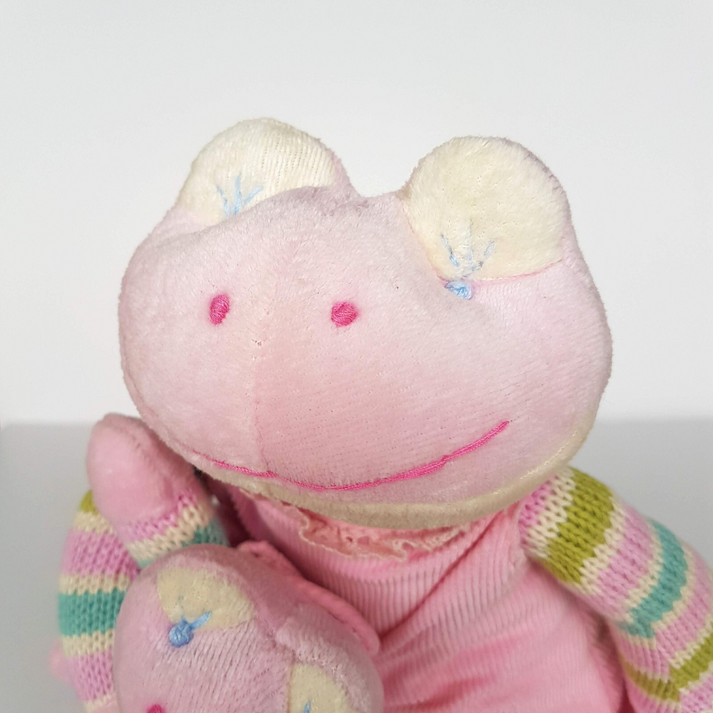 Boyle MUM & BABY PINK FROG Plush 34cm Stuffed Animal Knit Corduroy Soft Toy Cute10