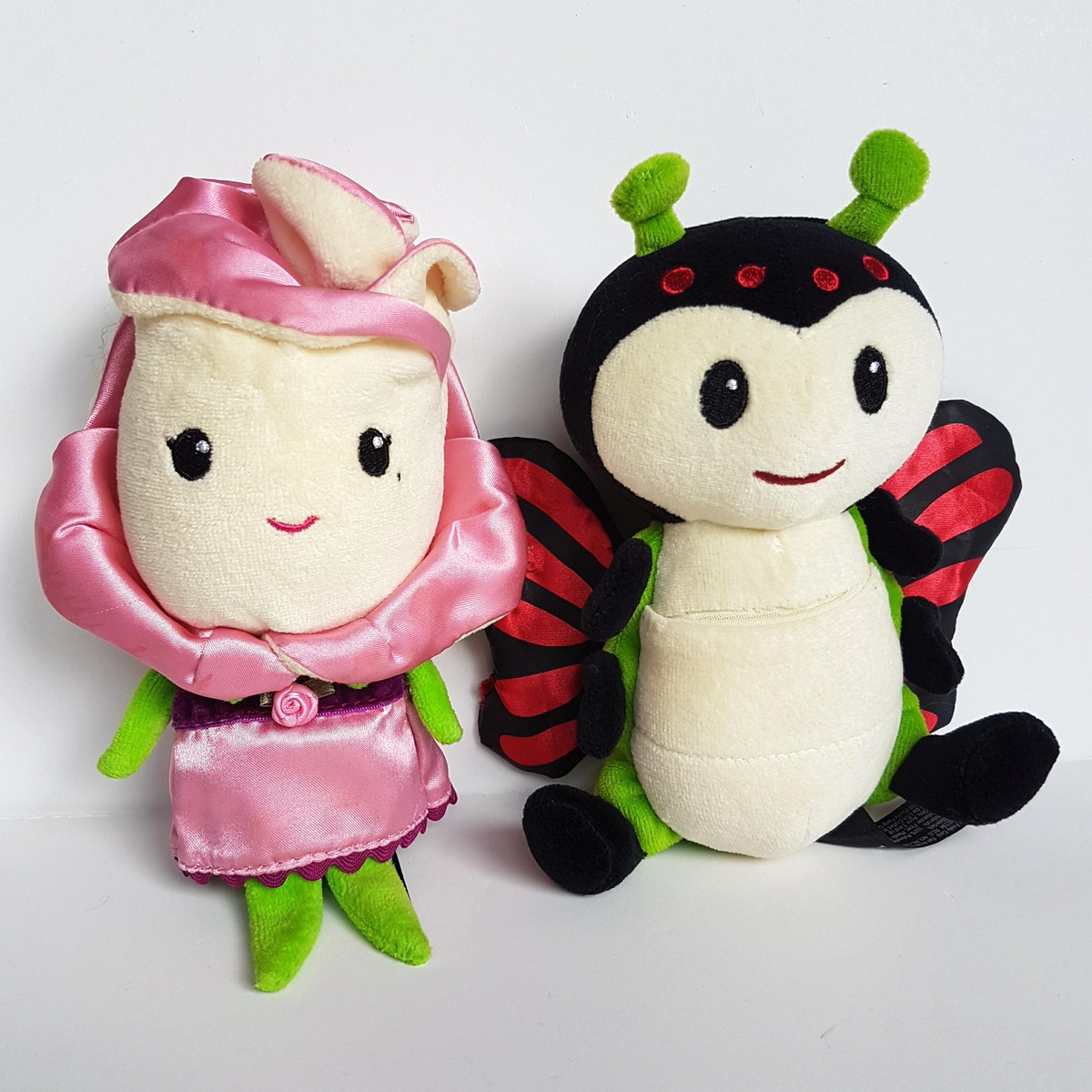 Kimochis BELLA ROSE + LADY BUG Butterfly Plush 19cm Soft Toy Stuffed Animal Pink0
