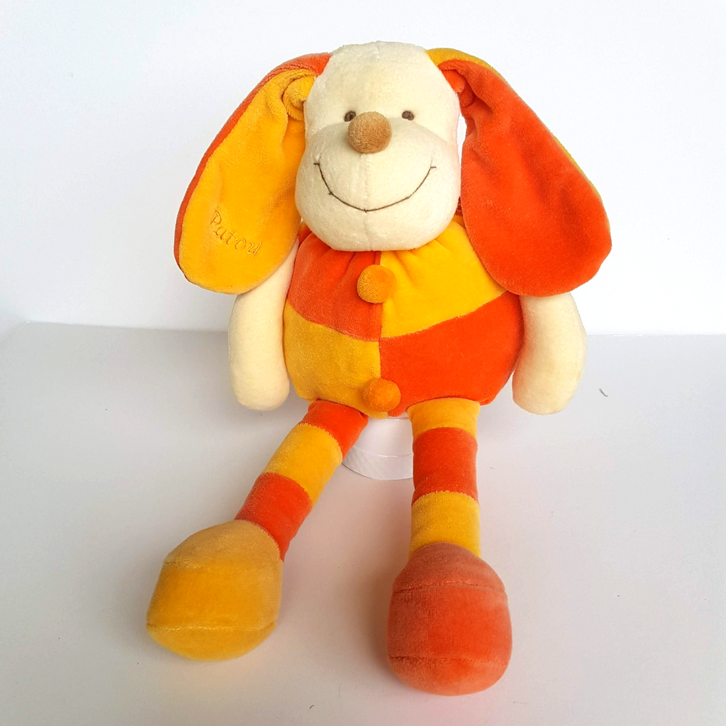 Doudou & Compagnie VELOUR RABBIT Patou 30cm Floppy Plush Soft Toy Orange Yellow0