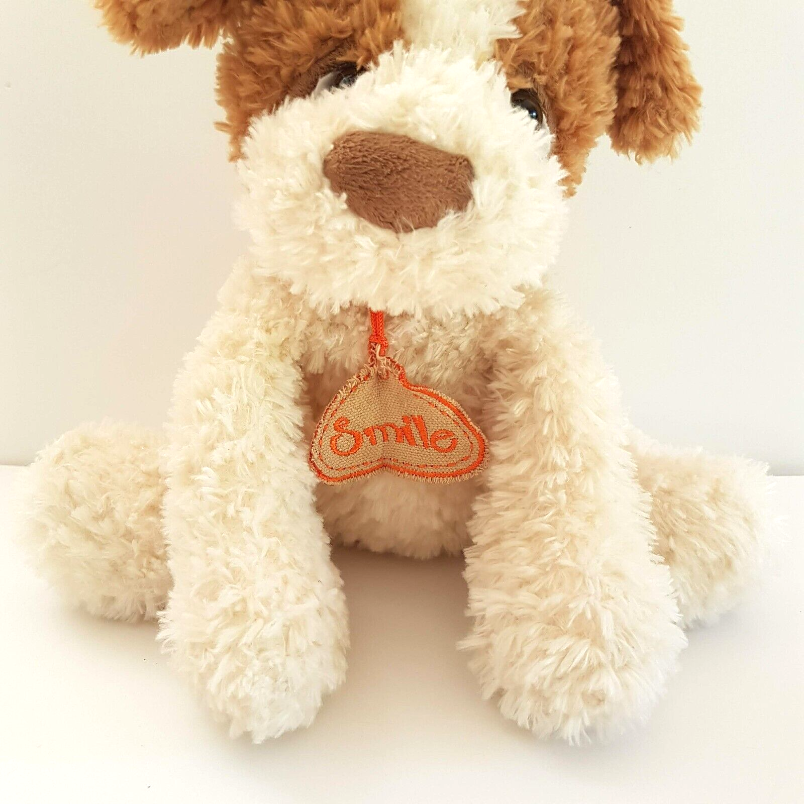 Smile CUDDLY PUPPY DOG Plush Floppy Soft Toy Cream Tan Stuffed Animal Cute6