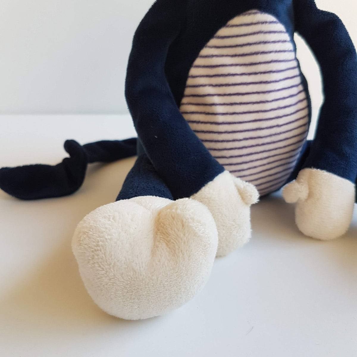 M&S Blue MONKEY RATTLE 31cm Floppy Plush Stuffed Animal Soft Toy Navy Jungle Toy2