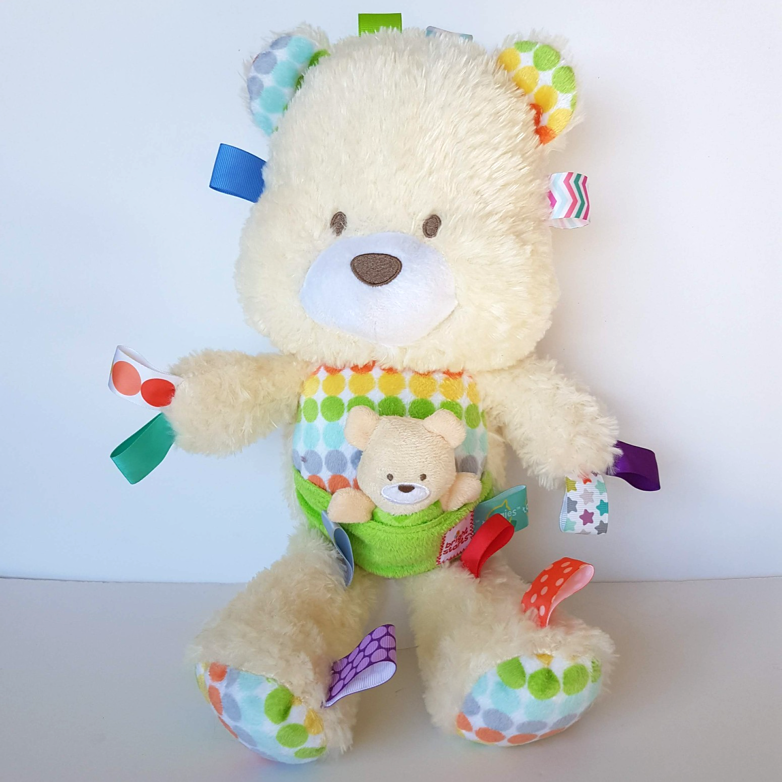 SNUGGLE & PLAY TAGGIES Bear 35cm Plush Rattle Bright Start Soft Toy Lovey Toy0