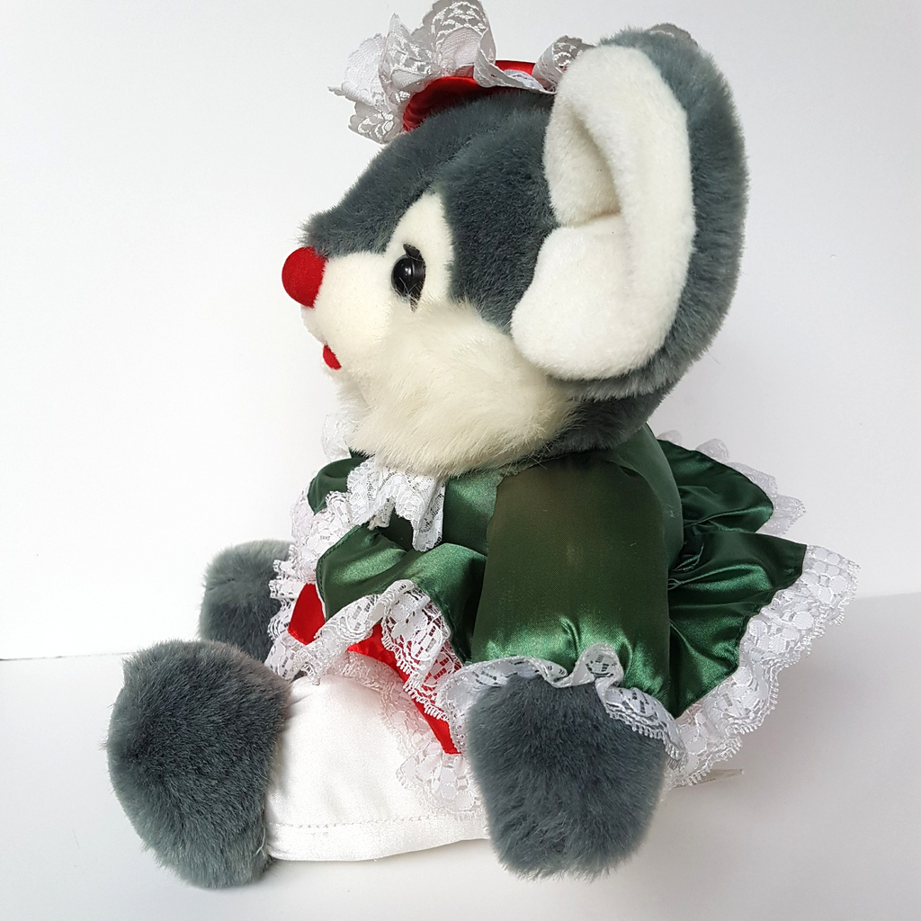 RARE Vintage Dandee CHRISTMAS MOUSE Plush 41cm Large Stuffed Animal Soft Toy 90s9