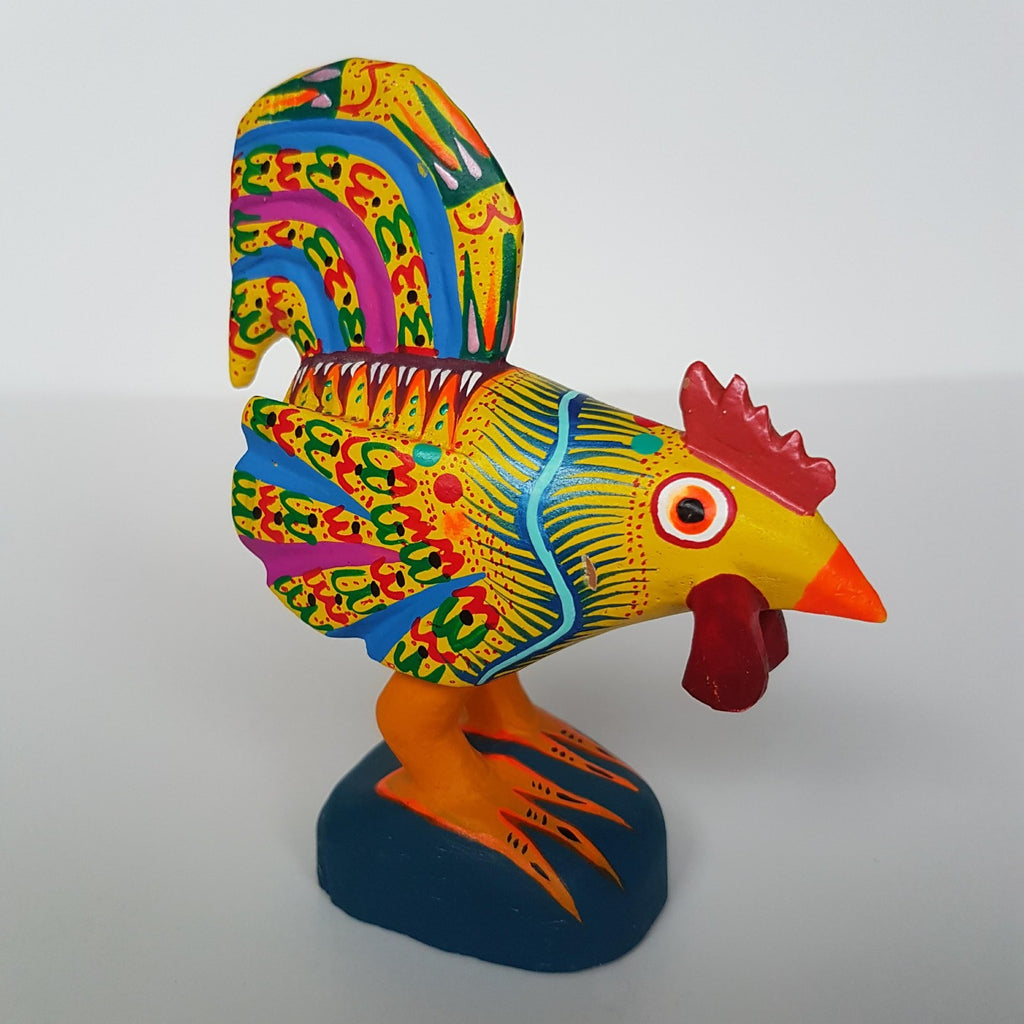 Mexican Folk Art ROOSTER Alebrije Decorative Bird Wooden Hand Painted 10.5cm1