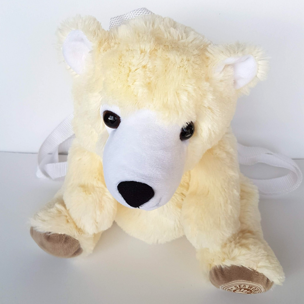 Sea World POLAR BEAR BACKPACK Plush Stuffed Animal 28cm Kids Bag Soft Toy Bag4