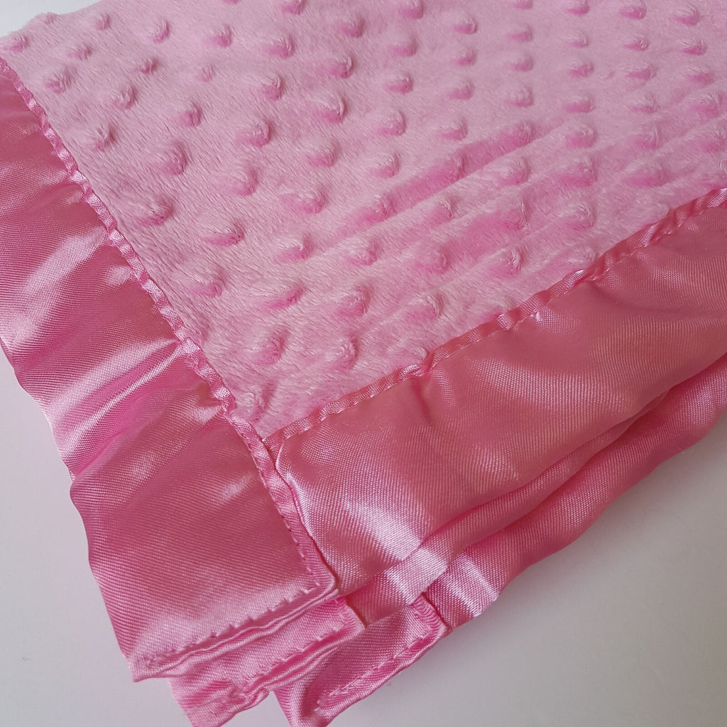 Pink BABY BLANKET 107x79cm Satin Edge Plush Fleece Comforter Minky Dot Cuddly1