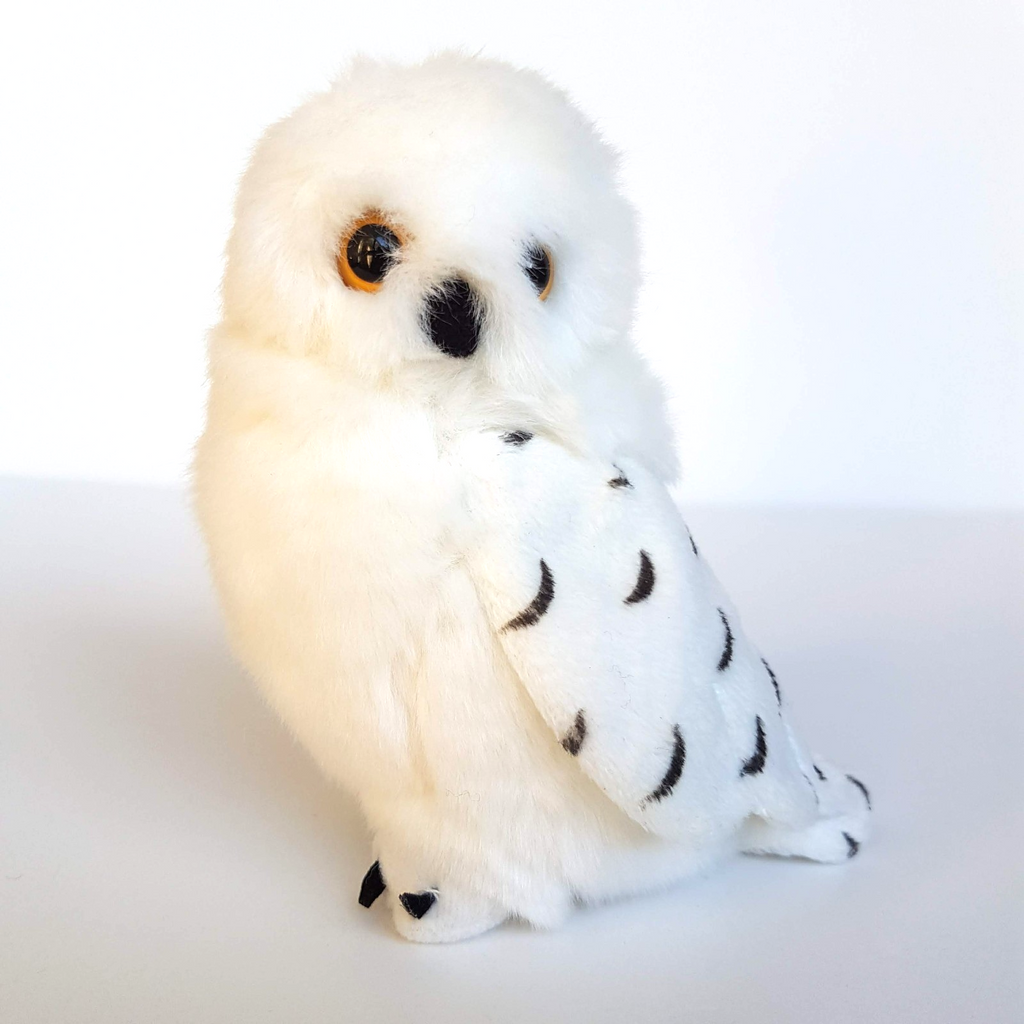 WHITE SNOWY OWL Plush Bird Stuffed Animal 13cm Soft Toy Beanbag Yellow Eye Bird1