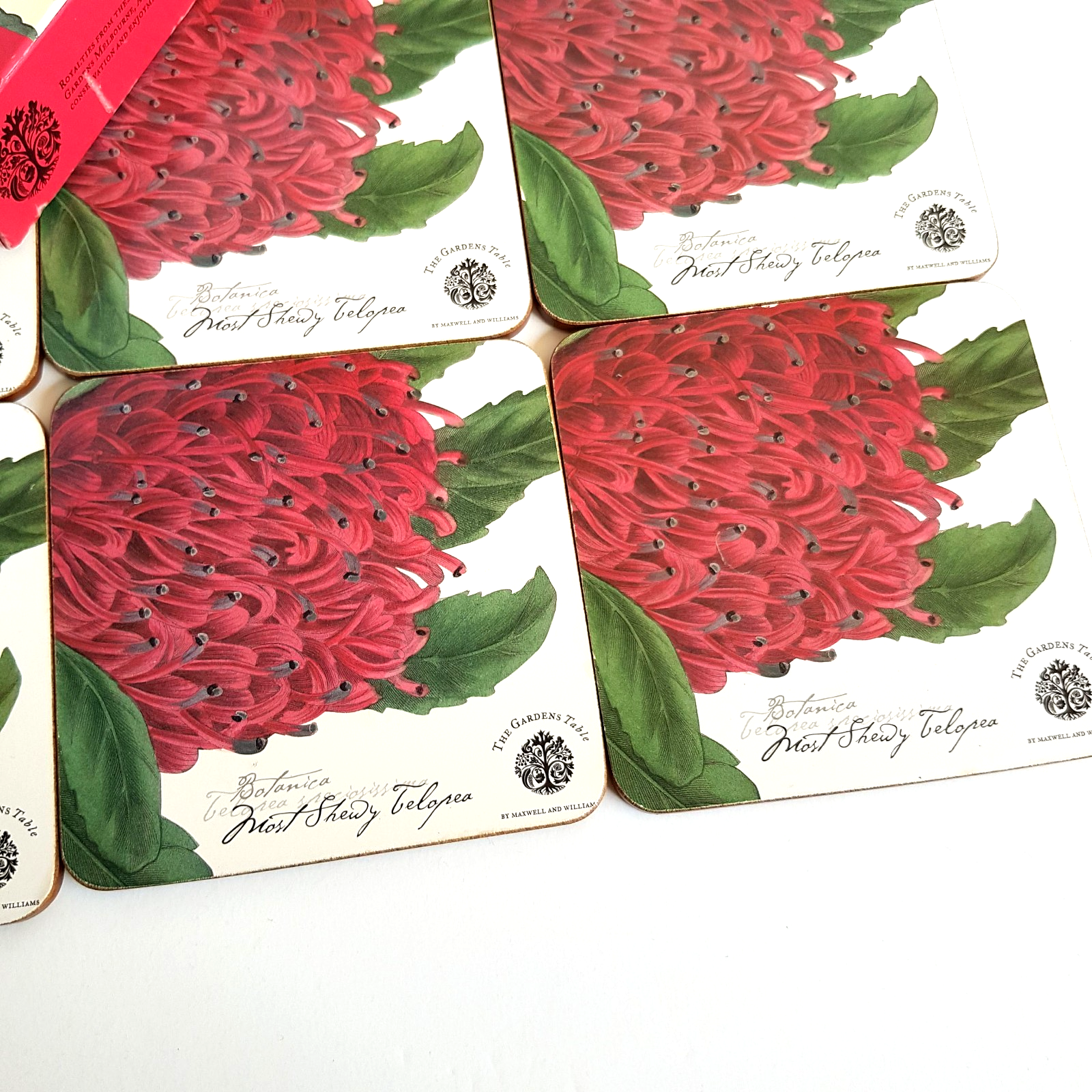 THE GARDENS TABLE Waratah Coaster Set Botanical Flower Royal Botanic Gardens2