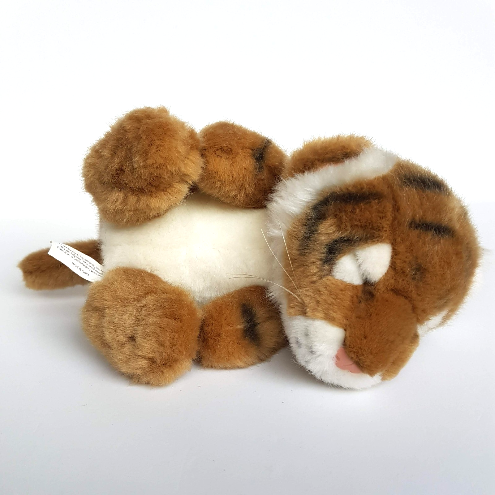 Korimco SLEEPING TIGER WILD CAT Plush Soft Toy Stuffed Animal 18cm NO SOUND Cute0