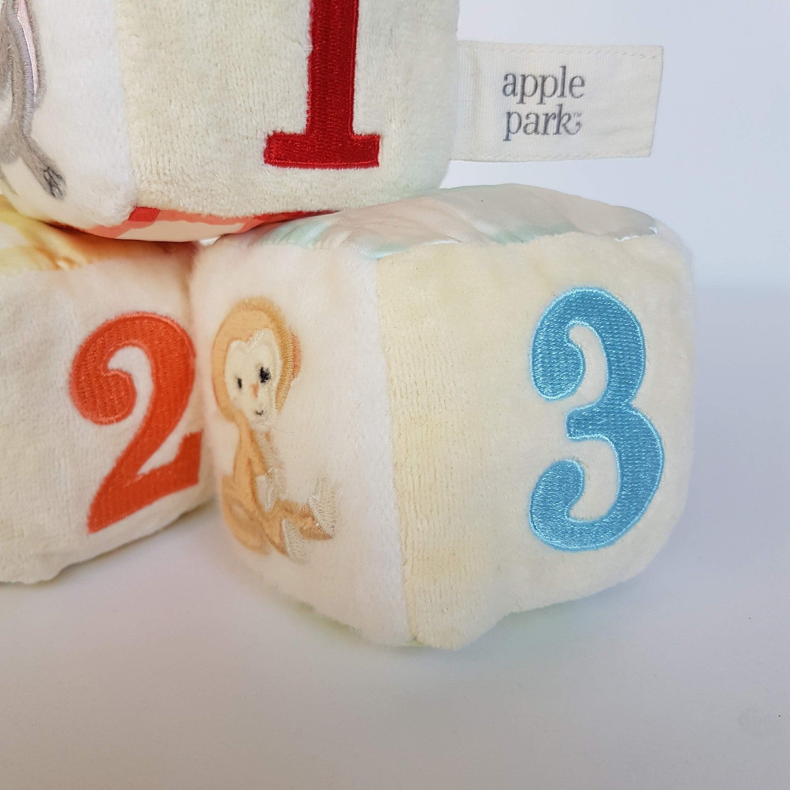 Apple Park BABY PLAY CUBES Plush RATTLE 1 2 3 Animals Activity Toy Soft Toy Cute3