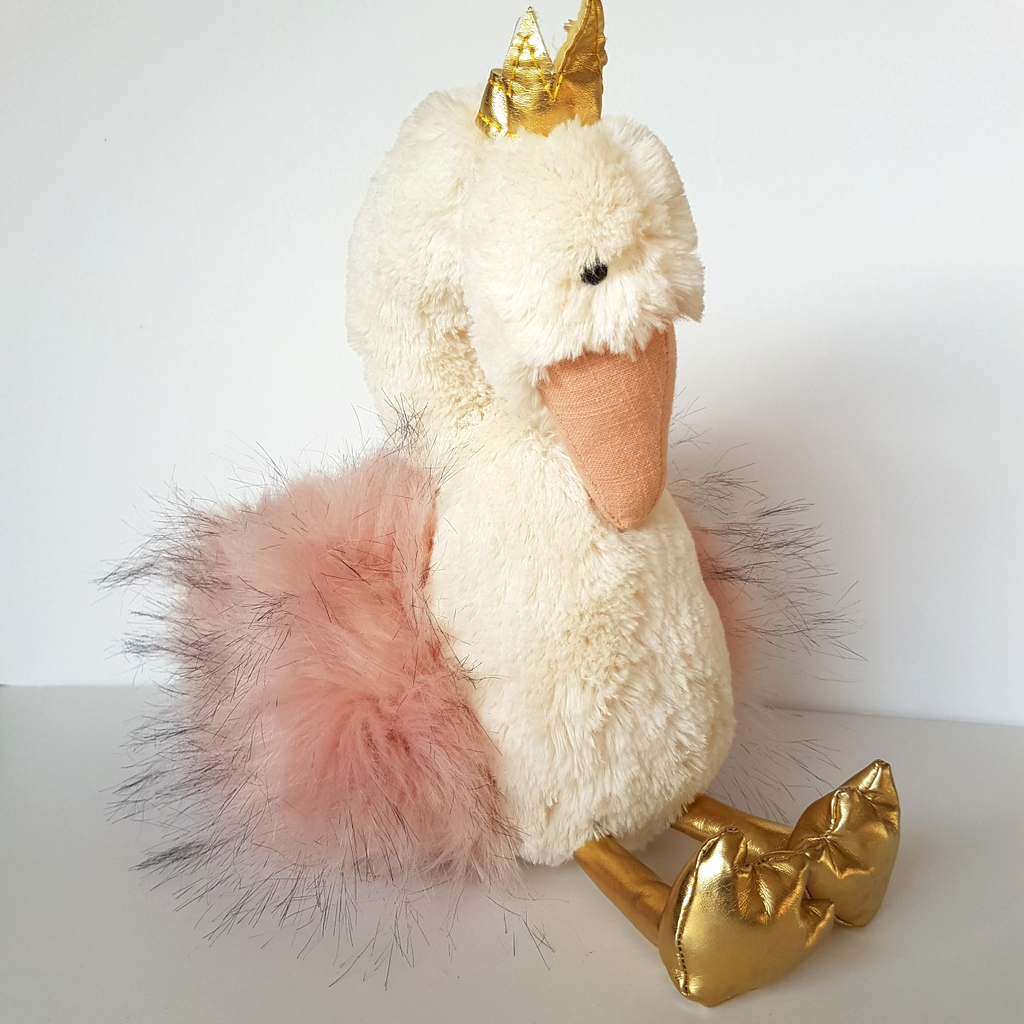 Adairs Kids PRINCESS SWAN Plush Toy 27cm Stuffed Animal Bird Crown Soft Toy1