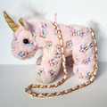 Olly & Me UNICORN BAG PLUSH Pink Flower Sequin CUTE Kids Bag Purse Rainbow Toy0