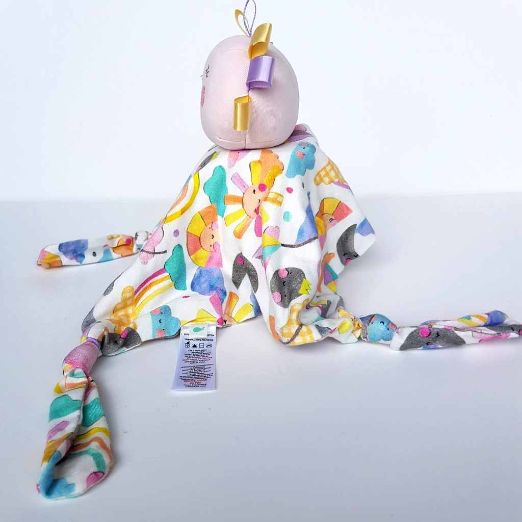 Little Green SUN CLOUD RAINBOW Baby Comforter Security Blanket Laura Blythma4