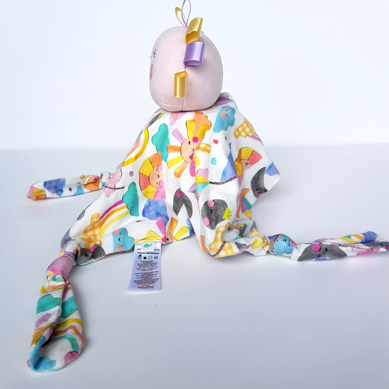 Little Green SUN CLOUD RAINBOW Baby Comforter Security Blanket Laura Blythma4