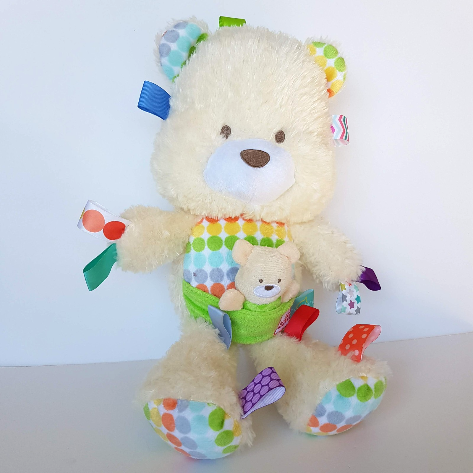 SNUGGLE & PLAY TAGGIES Bear 35cm Plush Rattle Bright Start Soft Toy Lovey Toy2