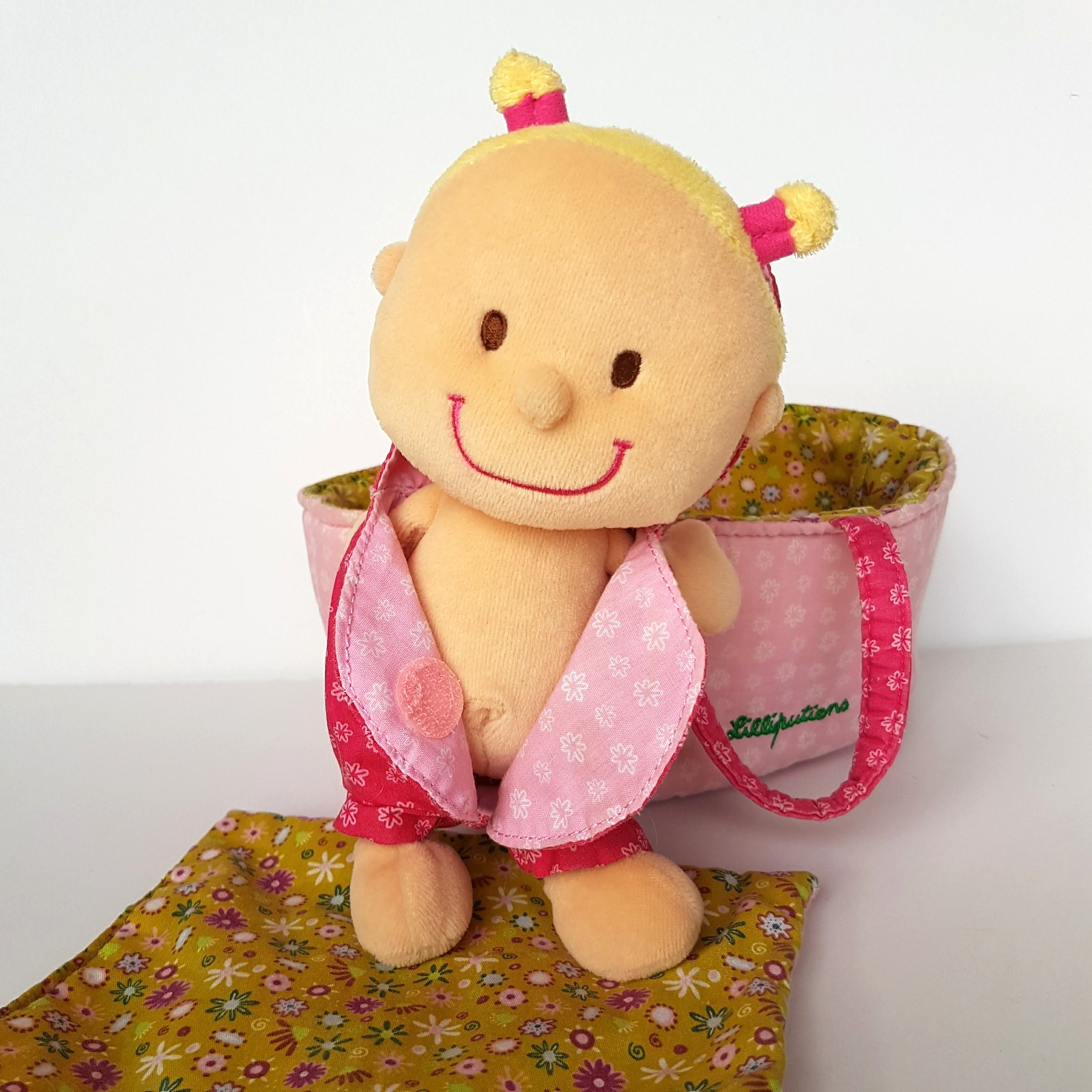 Lilliputiens BABY DOLL & CARRIER Plush Soft Toy Bassinet Cloth Doll Pretend Play13