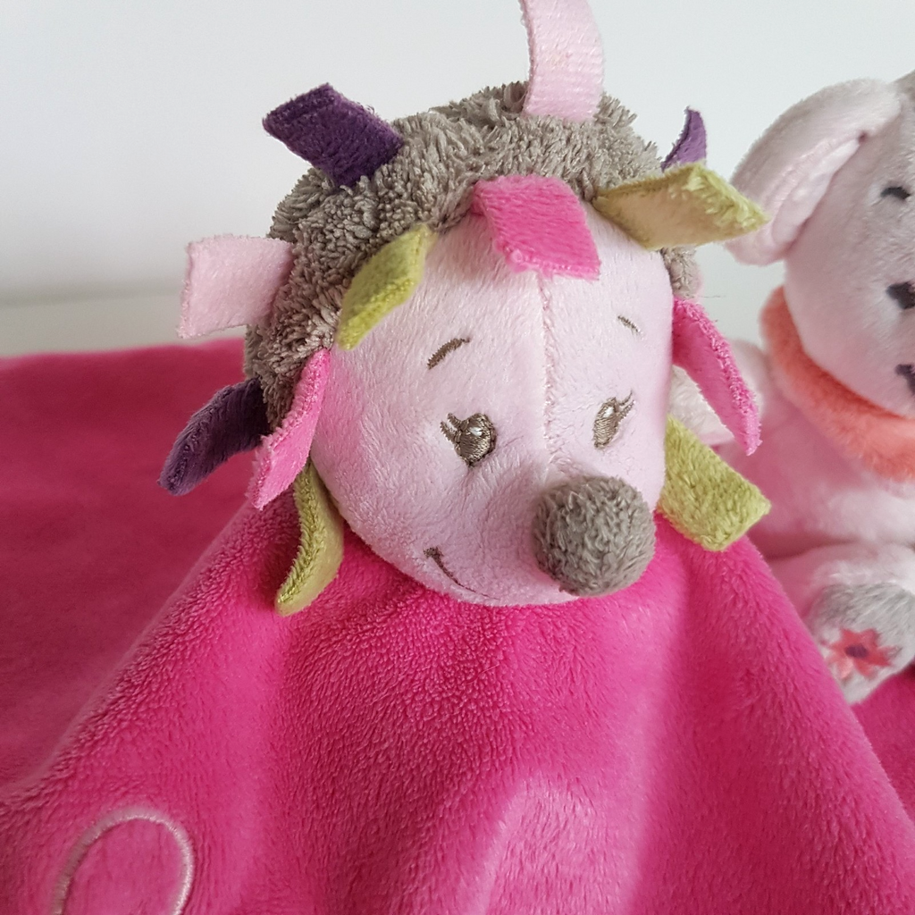 Nattou PORCUPINE ECHIDNA Baby Lovey Security Blanket Comforter + Mouse Soft Toy6