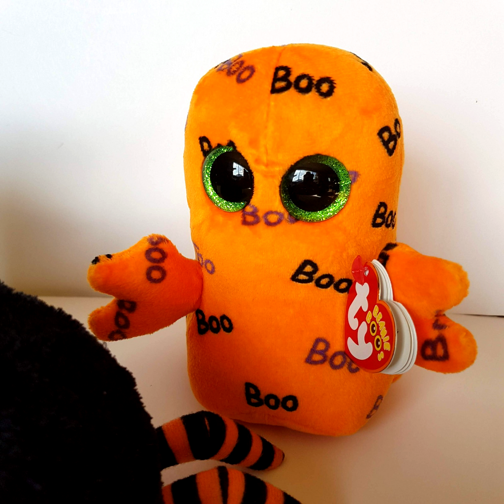 TY Beanie GHOULIE CRAWLY MORTIMER Halloween Orange GHOST SPIDER BAT Plush Toy4