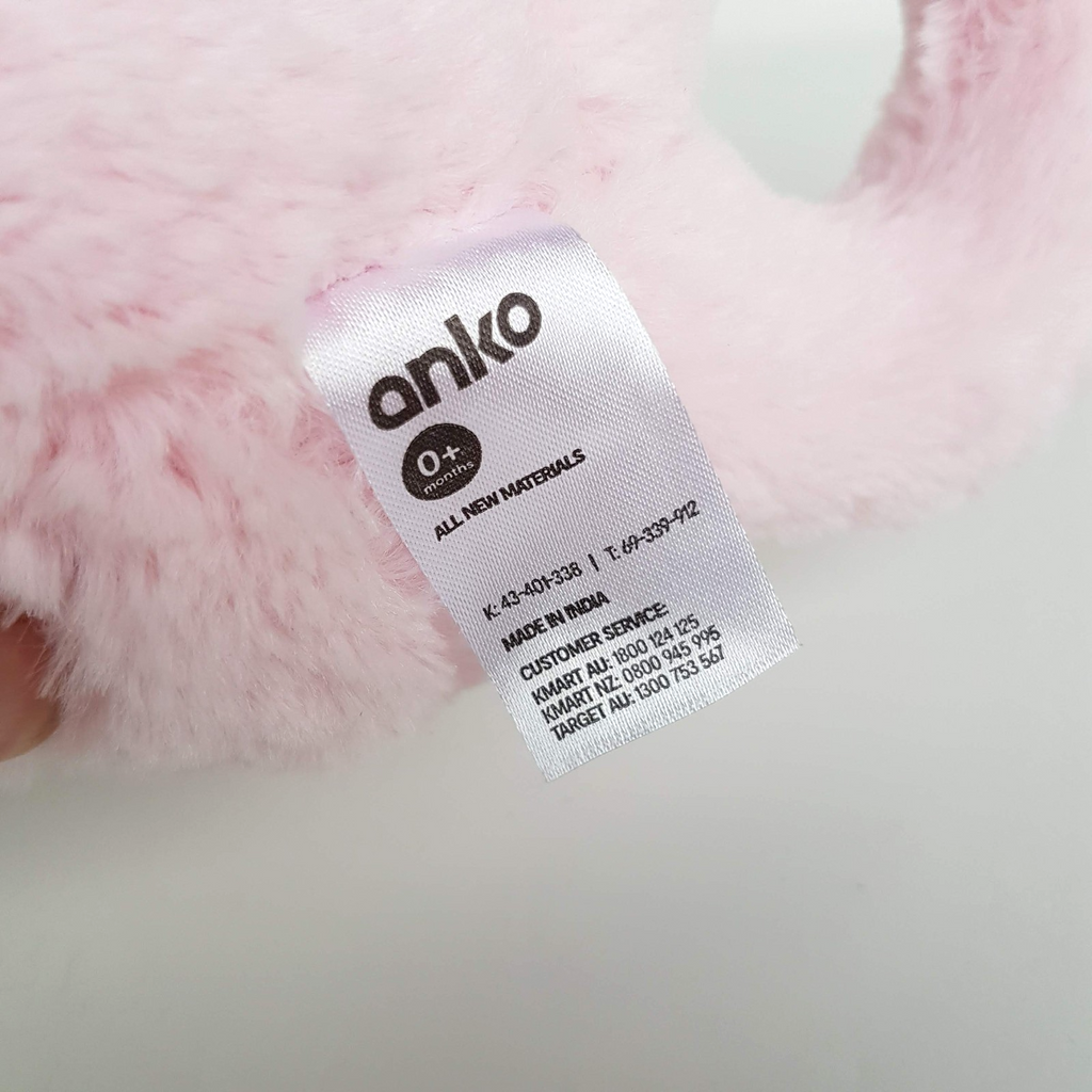 Anko BUNNY RABBIT RATTLE Plush Pink Baby Soft Toy 19cm Stuffed Animal Comforter4