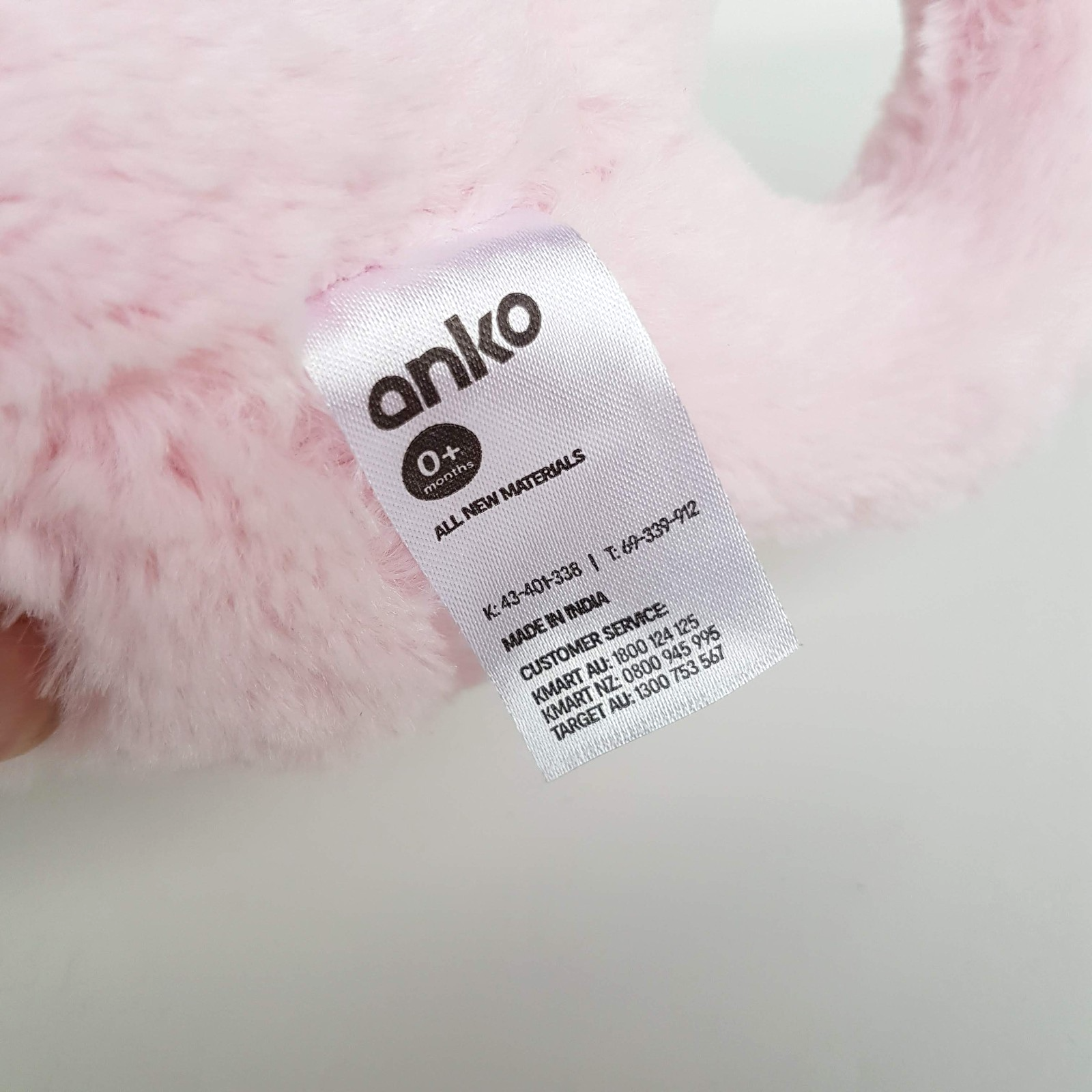 Anko BUNNY RABBIT RATTLE Plush Pink Baby Soft Toy 19cm Stuffed Animal Comforter4