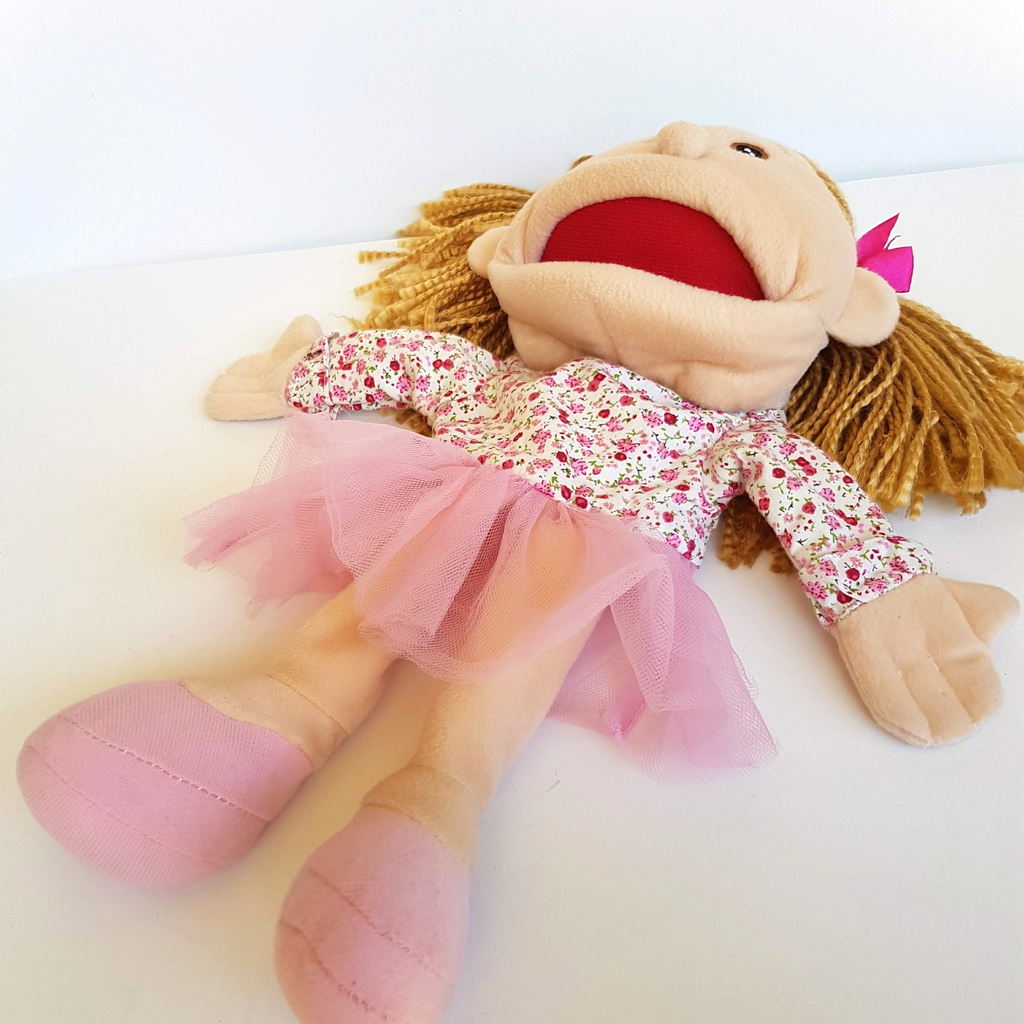 Kmart HAND PUPPET Girl Pink Tutu Floral Stuffed Kids Pretend Play Soft Toy11