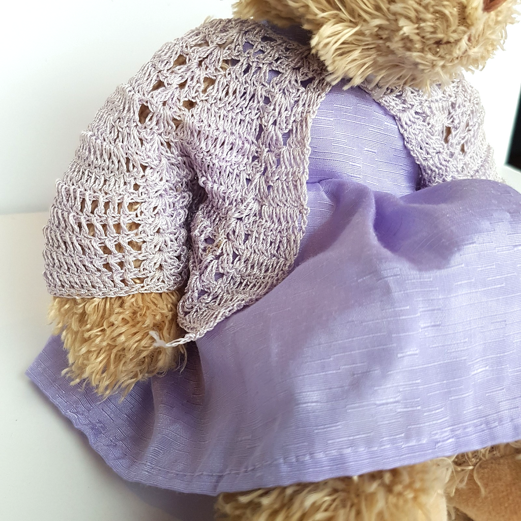 Pretty LAVENDER Teddy Bear PURPLE Dress Cardigan 30cm Soft Toy Stuffed Animal7