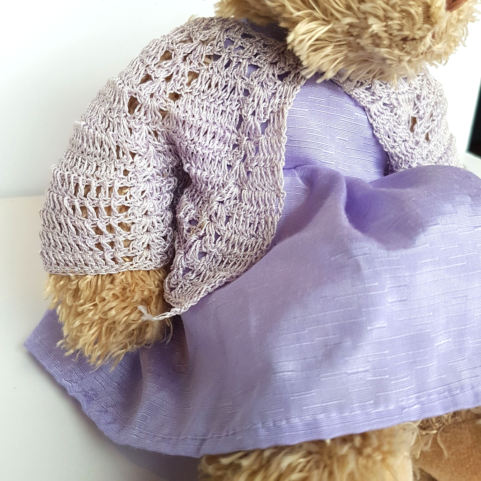 Pretty LAVENDER Teddy Bear PURPLE Dress Cardigan 30cm Soft Toy Stuffed Animal7