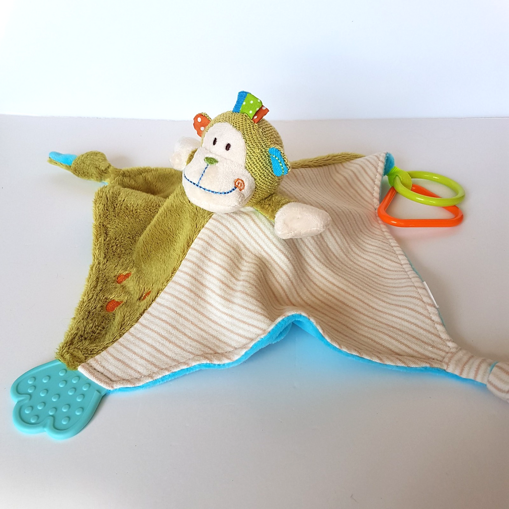 Baby Boo MONKEY Baby Lovey Rattle Plush Comforter Security Blanket Soft Toy0
