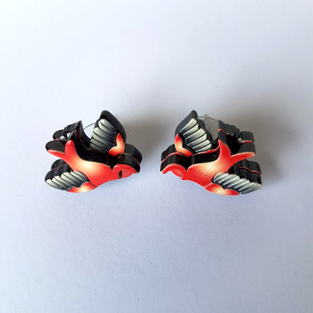 Erstwilder BETTY & BO SPARROW Red Bird Earrings Louisa Camille 2013 Stud 300-5001