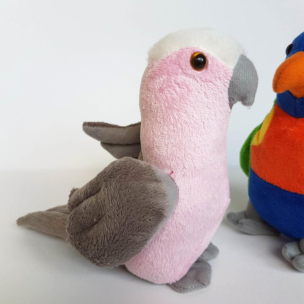 Elka GALAH + RAINBOW LORIKEET Sound 17cm Australian Bird Stuffed Animal Soft Toy1