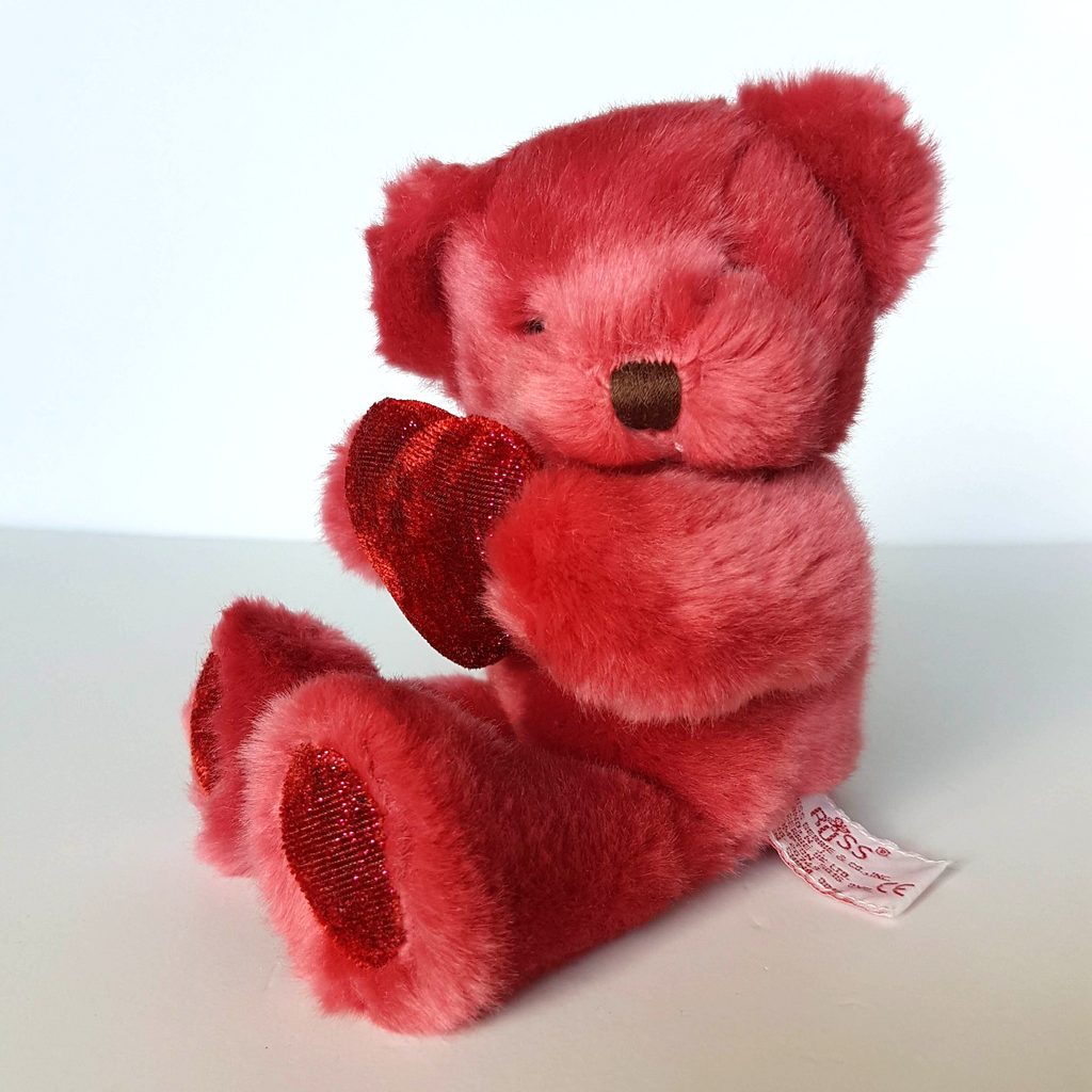 Russ RUBY LOVE HEART BEAR Glitter Plush 21cm Stuffed Animal Soft Toy Pink Red0