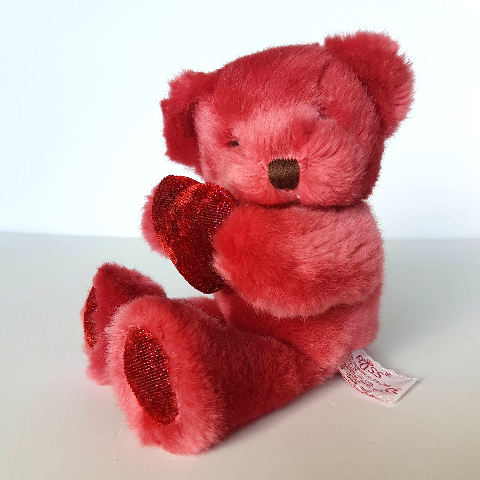Russ RUBY LOVE HEART BEAR Glitter Plush 21cm Stuffed Animal Soft Toy Pink Red0