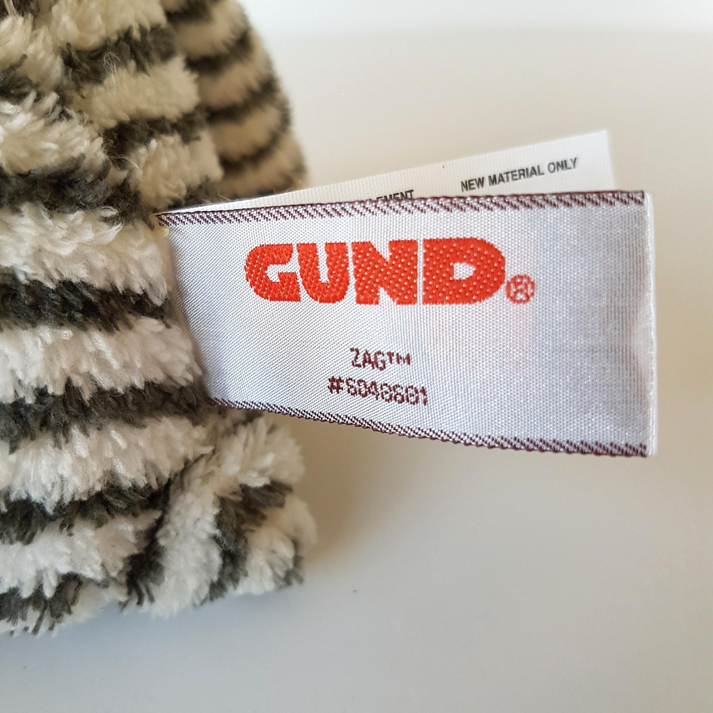 Gund ZAG FLOPPY BEAR Plush 40cm Stuffed Animal Soft Toy Grey White Stripe Cuddly4