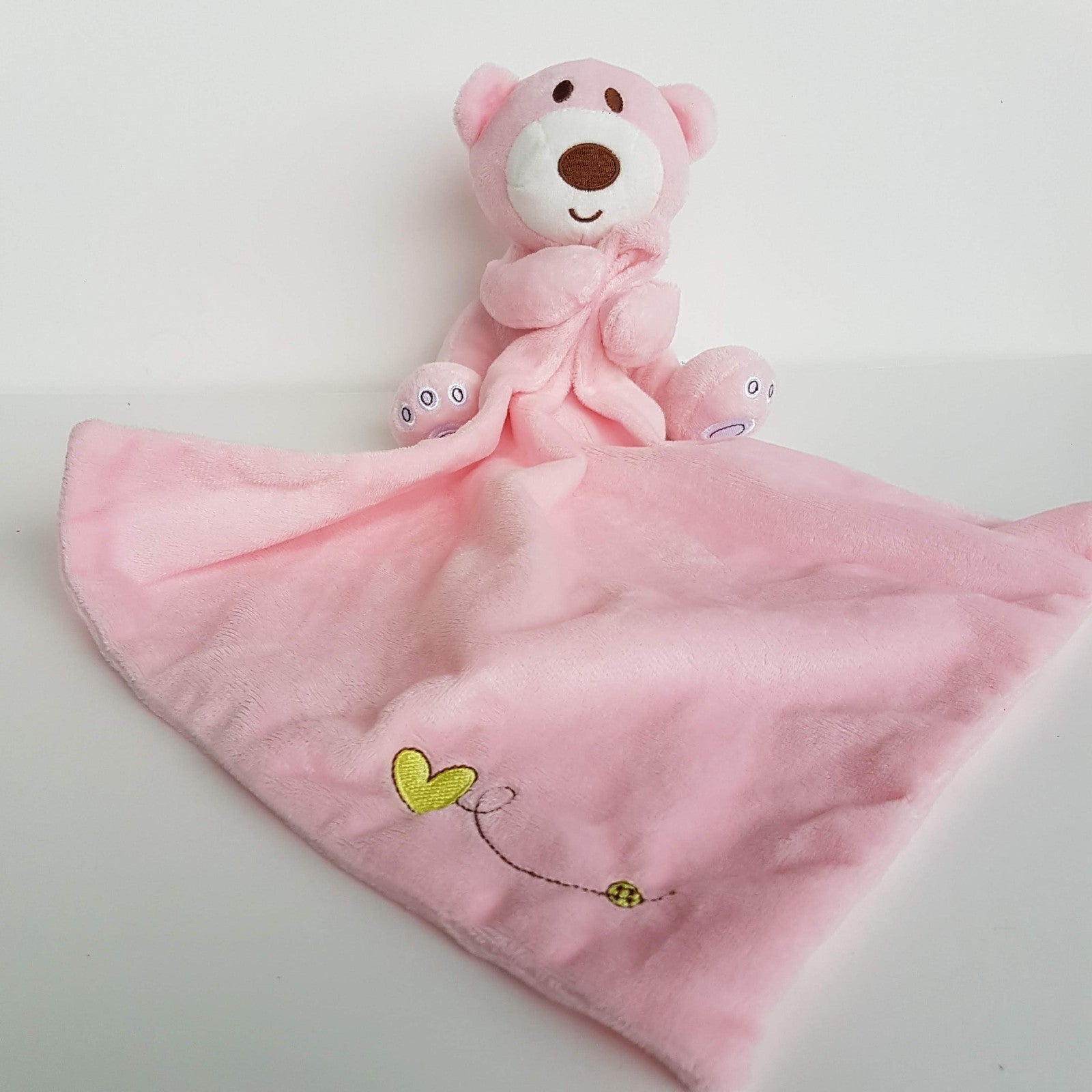Ollies Place PINK BEAR Lovey Plush Baby Comforter Security Blanket Soft Toy Cute2