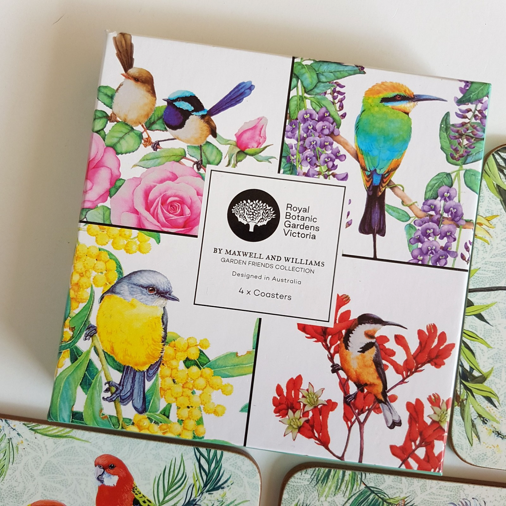 Birds of Australia COASTER SET Royal Botanic Gardens Victoria Katherine Castle5