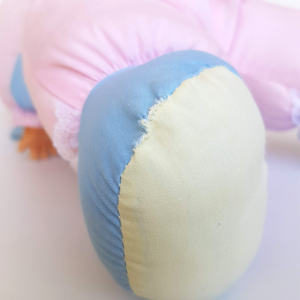 Vintage H.K City PUFF DOLL Baby Doll Puffy Body Bonnet Pink Blue Collectible Toy15