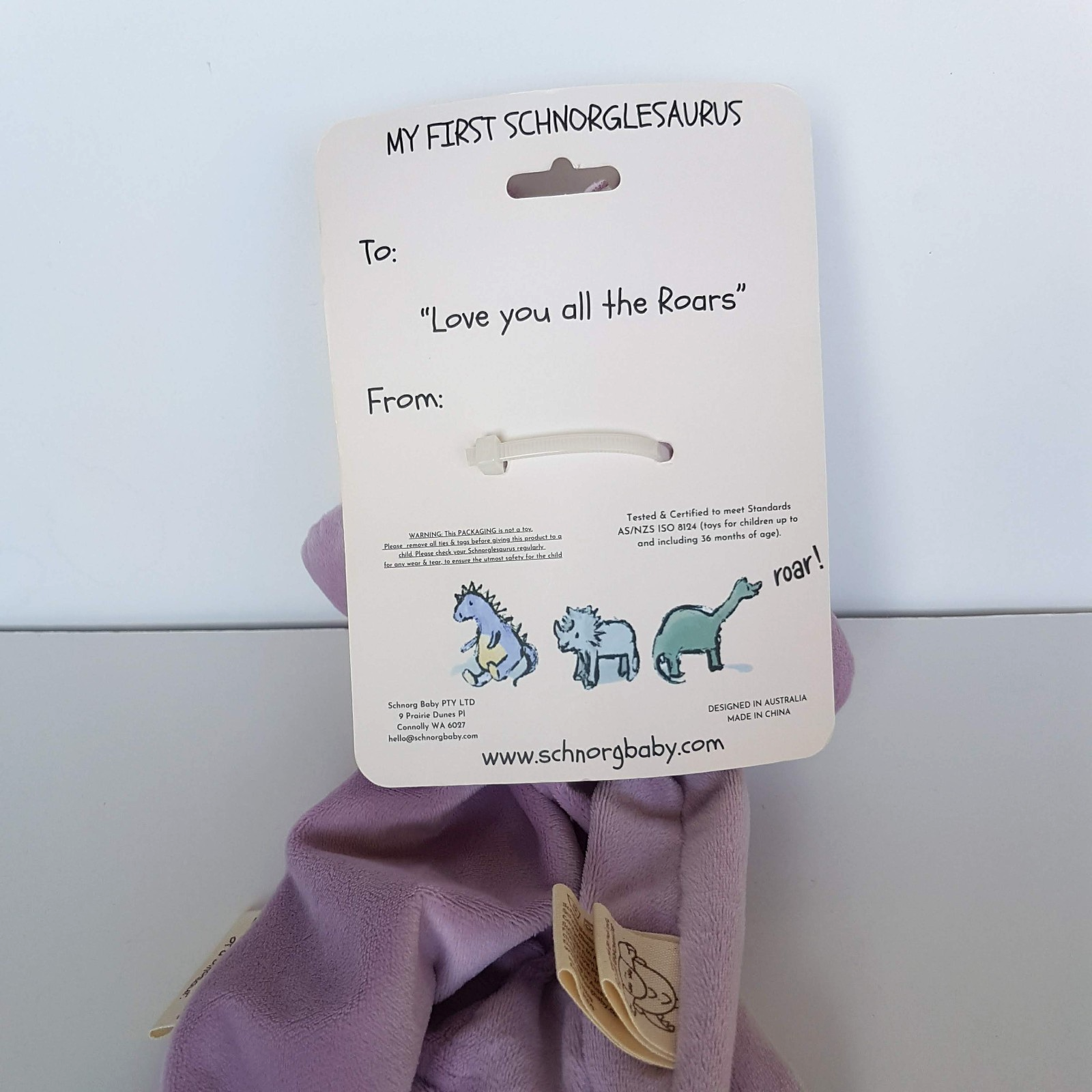 Baby Purple SCHNORGLESAURUS Dinosaur Lovey Comforter Security Blanket Soft Toy8