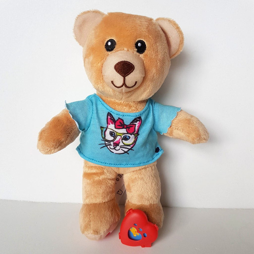 Build A Bear BUDDY SMALLFRY Teddy 19cm Cat T Shirt Stuffed Animal HEART inside0
