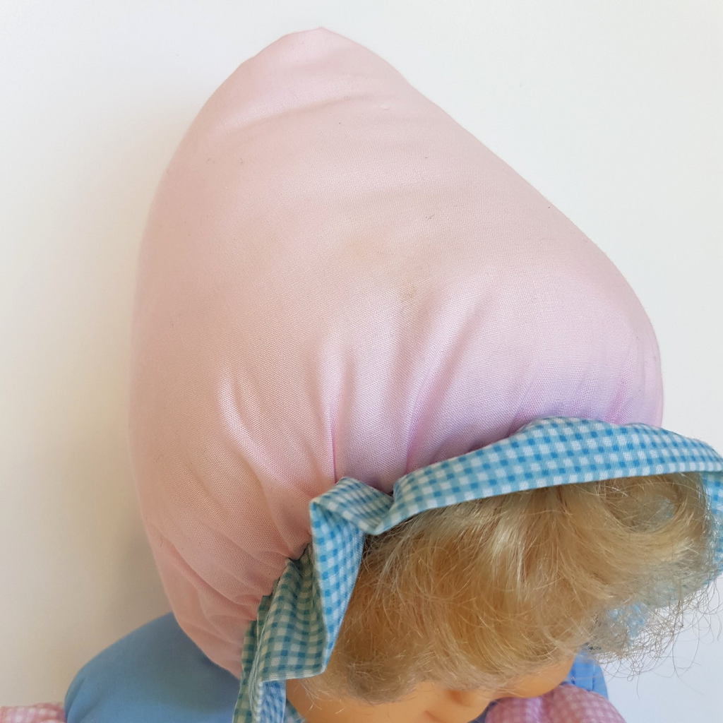 Vintage H.K City PUFF DOLL Baby Doll Puffy Body Bonnet Pink Blue Collectible Toy7